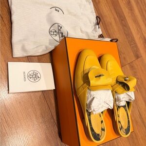 Hermes Yellow Mules